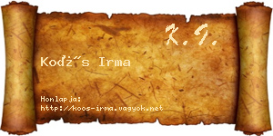 Koós Irma névjegykártya